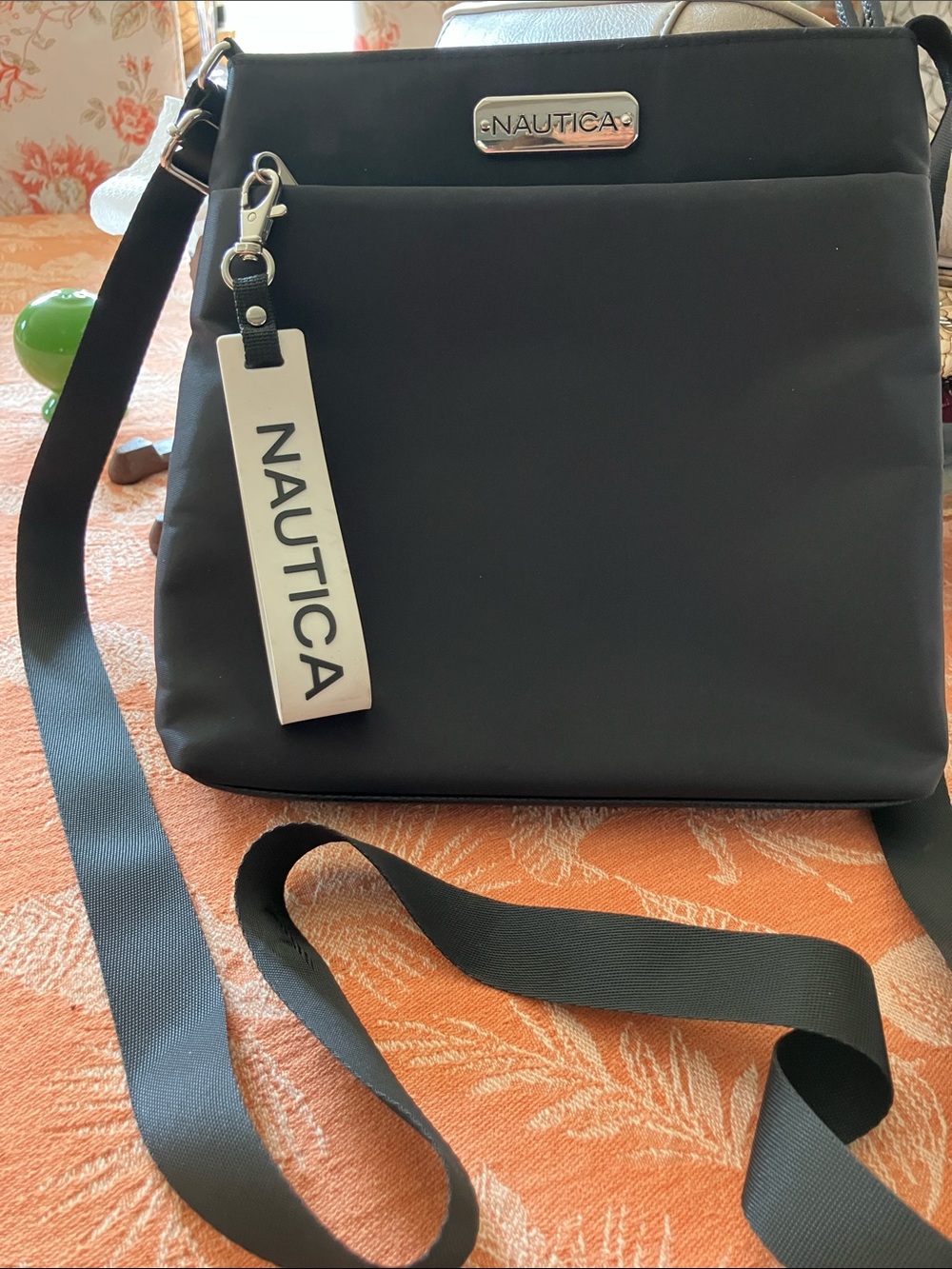 Nautica Black Crossbody Shoulder Bag with White Logo Tag